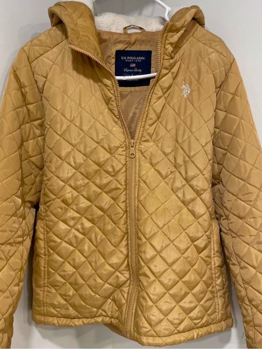 U.S. Polo Assn. Quilted Hooded Jacket - Camel/Tan